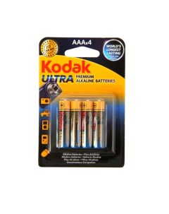 Батарейка алкалиновая Ultra AAA LR03 4BL 1 5В блистер 4 шт Kodak