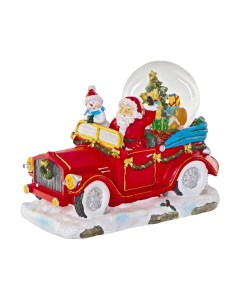 Фигурка новогодняя Шар Дед Мороз на машине красная 23 5 см Sinowish