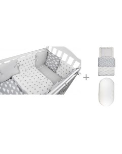 Комплект в кроватку для овальной кроватки Sky 16 предметов с постельным бельем и наматрасником Forest kids