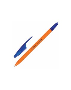 Ручка шариковая масляная X 100 СИНЯЯ корпус оранжевый узел 1 мм линия письма 0 7 мм 143204 100 шт Staff