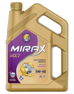 Масло моторное MX7 5W40 SL CF A3 B4 4 л Mirax