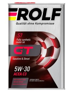 Масло моторное GT SAE 5W30 синтетическое 4 л Rolf