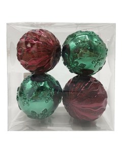 Набор шаров Рельеф 80мм 4шт пластик зеленый красный Maxijoy