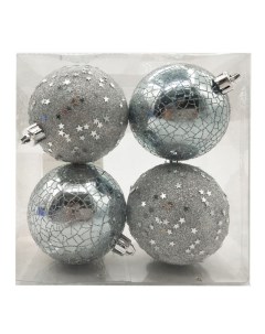 Набор шаров Серебряные звезды 70мм 4шт пластик серебро Maxijoy