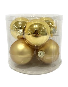 Набор шаров 80мм 6шт стекло золотой Maxijoy