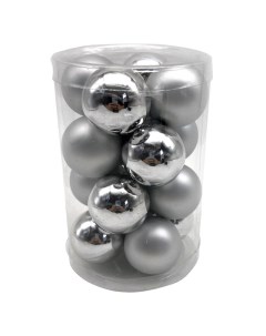 Набор шаров 35мм 16шт стекло серебряный Maxijoy