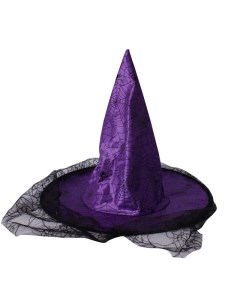 Шляпа ведьмы с вуалью 35х37см фиолетовая Maxijoy