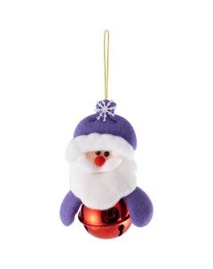 Подвеска Дед Мороз колокольчик 10см фиолетовый Волшебная страна