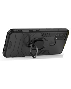 Противоударный чехол с кольцом Panther Case для Samsung Galaxy M31 черный Black panther