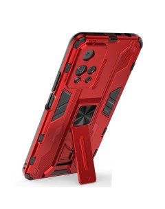Противоударный чехол с подставкой Transformer для Xiaomi Redmi Note 11 Pro 5G красный Black panther