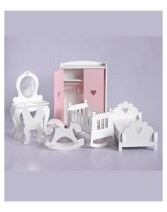 Мебель для кукол большая спальня бело розовый Littlewoodhome