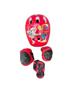 Детская роликовая защита красная шлем кисти локти колени Nobrand