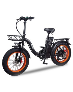 Электровелосипед F11 черный с оранжевыми ободами Minako