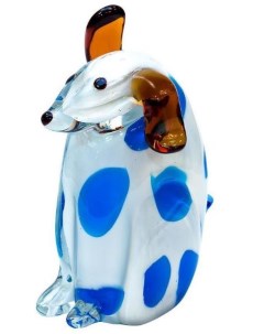 Статуэтка Собака в подарочной упаковке 11x6 5x14 5 см бело голубая Garda decor