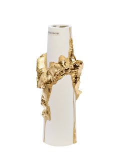 55RD5203L Ваза керамическая белая с золотым декором 13 9 30см Garda decor