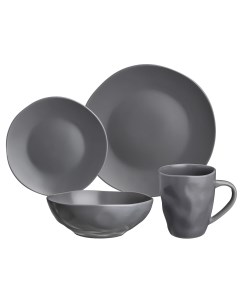 Набор посуды обеденный из 16 предметов на 4 персоны Shadow серый Bronco
