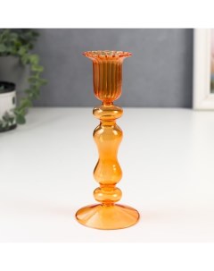 Подсвечник стекло на 1 свечу Гаронн прозрачный оранж 18х7 5х7 5 см Sima-land