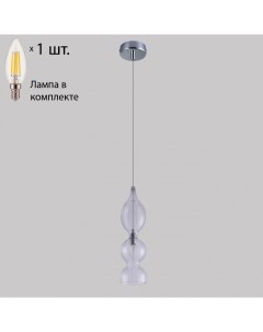 Подвесной светильник с лампочкой Iris SP1 B Transparent Lamps E14 Свеча Crystal lux