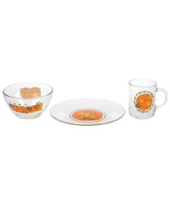 Набор детской посуды стекло 3 шт Оранжевая корова Умка