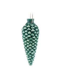 Свеча декоративная шишка подвесная зеленая 13 см Kaemingk