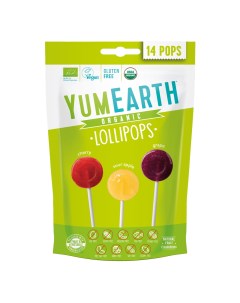 Леденцы на палочке Organic Sour Lollipops органические ассорти 14 леденцов 87 г Yumearth