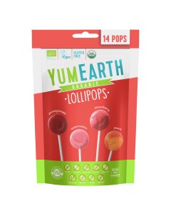 Леденцы на палочке Organic Fruit Pops органические ассорти 14 шт Yumearth