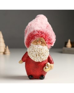 Новогодний сувенир Дед Мороз в меховом колпаке с сердцем 9498864 6х10х23 см Nobrand