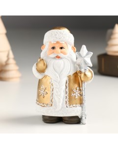 Новогодний сувенир Дед Мороз в золотом кафтане с посохом 9491455 6 3х5х10 см Nobrand