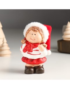 Новогодний сувенир 9491443 Малышка в красном колпаке и шарфике 5х4х14 2 см Nobrand