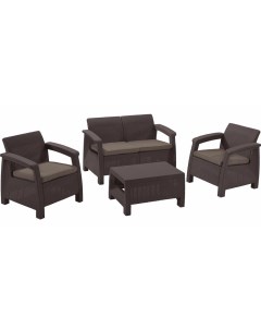 Комплект мебели CORFU SET 128x70х79 диван 2 кресла стол коричневый Keter