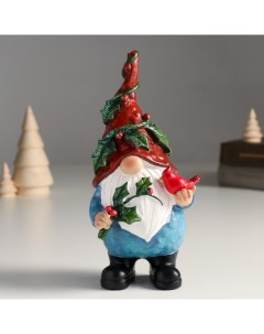 Новогодний сувенир Дед Мороз с птицей Северный кардинал 9491534 9х9х18 8 см Nobrand