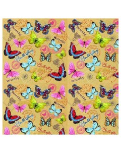 Упаковочная бумага 44736 Тропические бабочки крафтовая матовая разноцв 1м Феникс present
