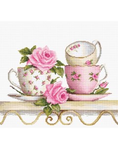 Наборы для вышивания B2327 Чайные чашки с розами 24х17 5 см Luca-s