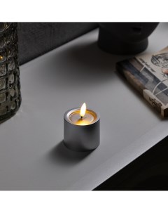 Светодиодная свеча серебристая 6 8 6 см пластик батарейки ааах2 не в комплекте свечение теплое белое Luazon lighting