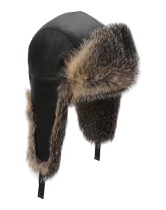 Кожаная шапка ушанка с отделкой из меха лисицы Kussenkovv