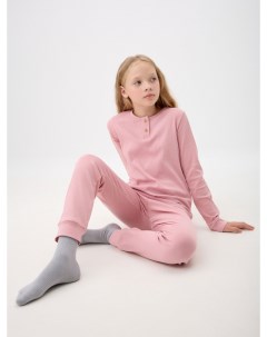 Трикотажная пижама в рубчик для девочек Sela