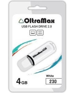 Накопитель USB 2 0 4GB OM 4GB 230 White 230 белый Oltramax