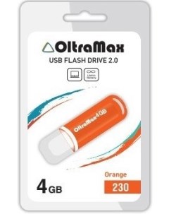 Накопитель USB 2 0 4GB OM 4GB 230 Orange 230 оранжевый Oltramax