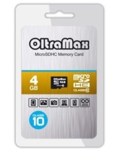 Карта памяти MicroSDHC 4GB OM004GCSDHC10 W A AD Class 10 без адаптера Oltramax