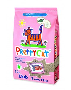 Наполнитель для кошачьего туалета Euro Mix комкующийся с Алоэ 10кг Prettycat