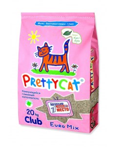 Наполнитель для кошачьего туалета Euro Mix комкующийся с Алоэ 20кг CLUB Prettycat