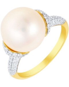 Кольцо с бриллиантами и жемчугом из жёлтого золота Джей ви