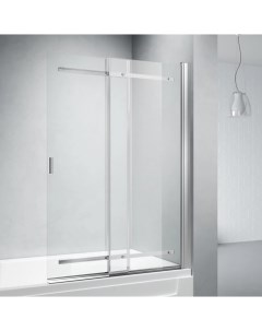 Шторка для ванны Palau 100x140 стекло прозрачное профиль хром Veconi