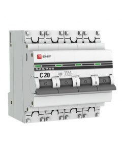 Автоматический выключатель PROxima ВА 47 63 4Р 20А тип C 4 5 кА 400 В на DIN рейку mcb4763 4 20C pro Ekf
