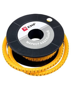 Маркеры кабельные (клипсы) PROxima 3-4,2 мм цифра 6 желтые (500 шт.) (plc-KM-4-6) Ekf