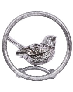 Ручка скоба мебельная Птичка Терра круглая правая Античное серебро Bogacho
