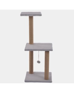 Комплекс для кошек игровой с игрушкой серый джут 40х40х100 см Homestuff