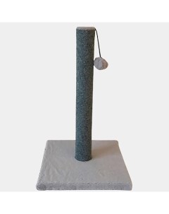 Когтеточка столбик для котят с игрушкой серый ковролин фетр 30х30х50 см Homestuff