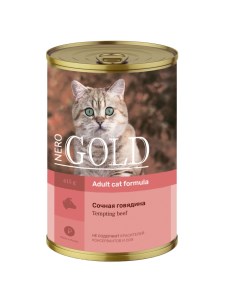 Влажный корм для взрослых кошек с говядиной кусочки в желе 415 г х 12 шт Nero gold