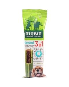 Лакомство Dental 3 в 1 с мятой для мелких и средних пород собак 110 г Titbit